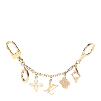 Louis Vuitton Brass Enamel Fleur De Monogram Bag Charm Chain Gold 1 of 2