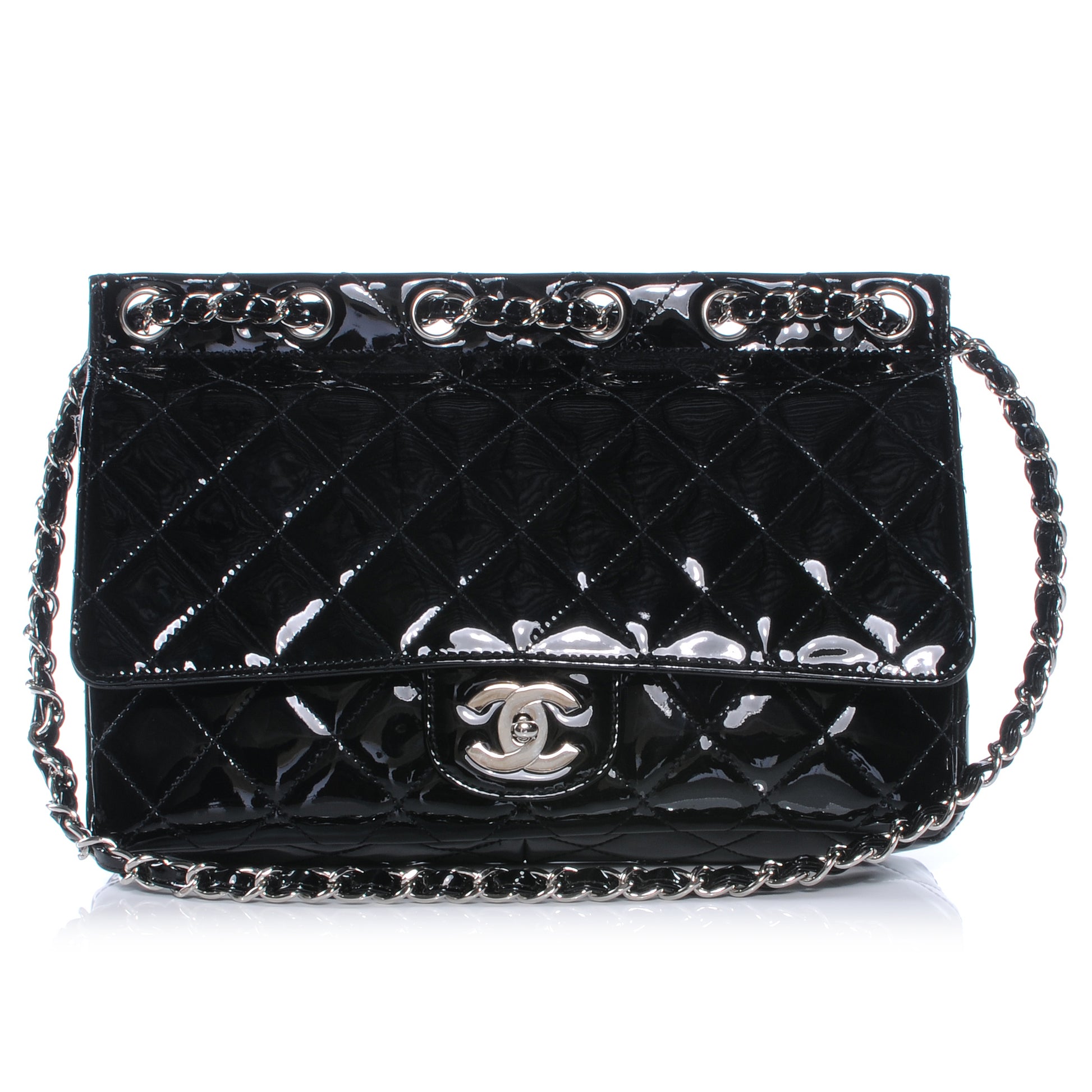 Chanel Patent Quilted Flap Bag Black 1 of 8
