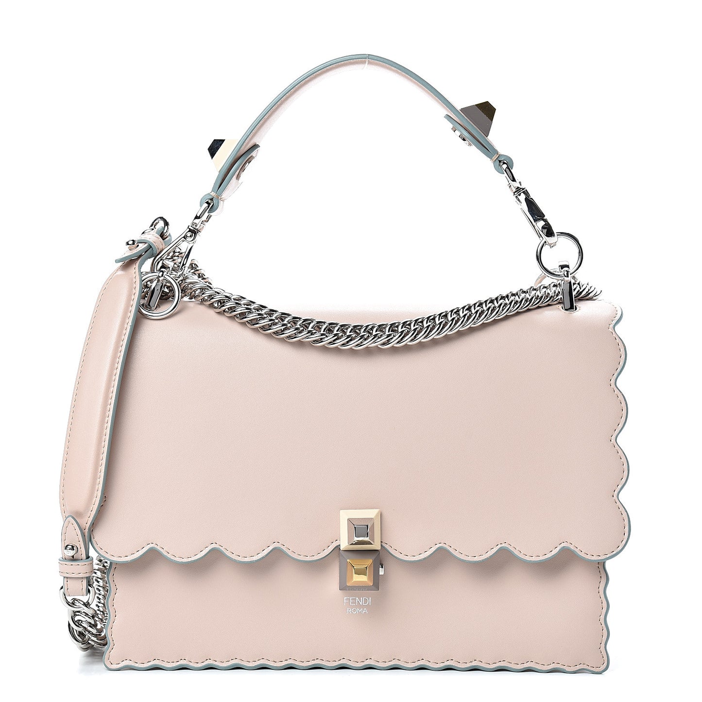 Vitello Liberty Scalloped Studded Kan I Shoulder Bag Soap