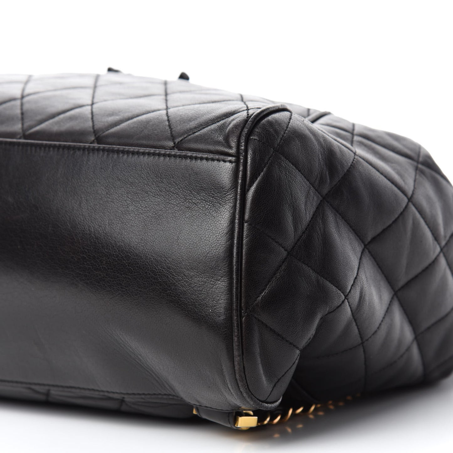 Lambskin Quilted Drawstring Backpack Black