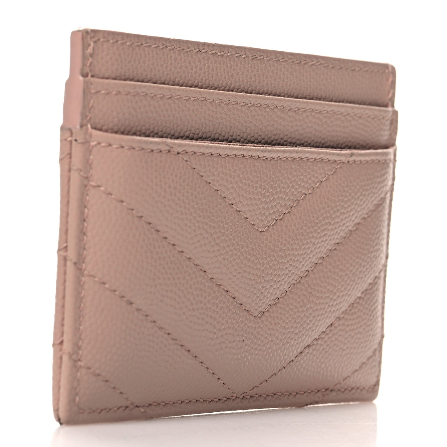 Grain De Poudre Matelasse Chevron Monogram Credit Card Case Pale Pink