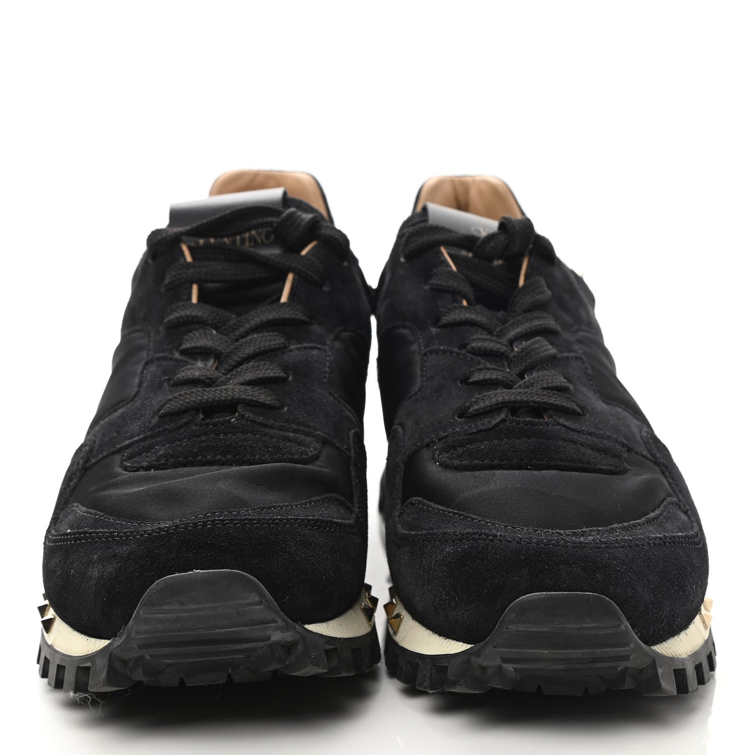 Valentino Garavani Suede Nylon Camouflage Womens Soul Rockstud Sneakers 37 Black 2 of 9