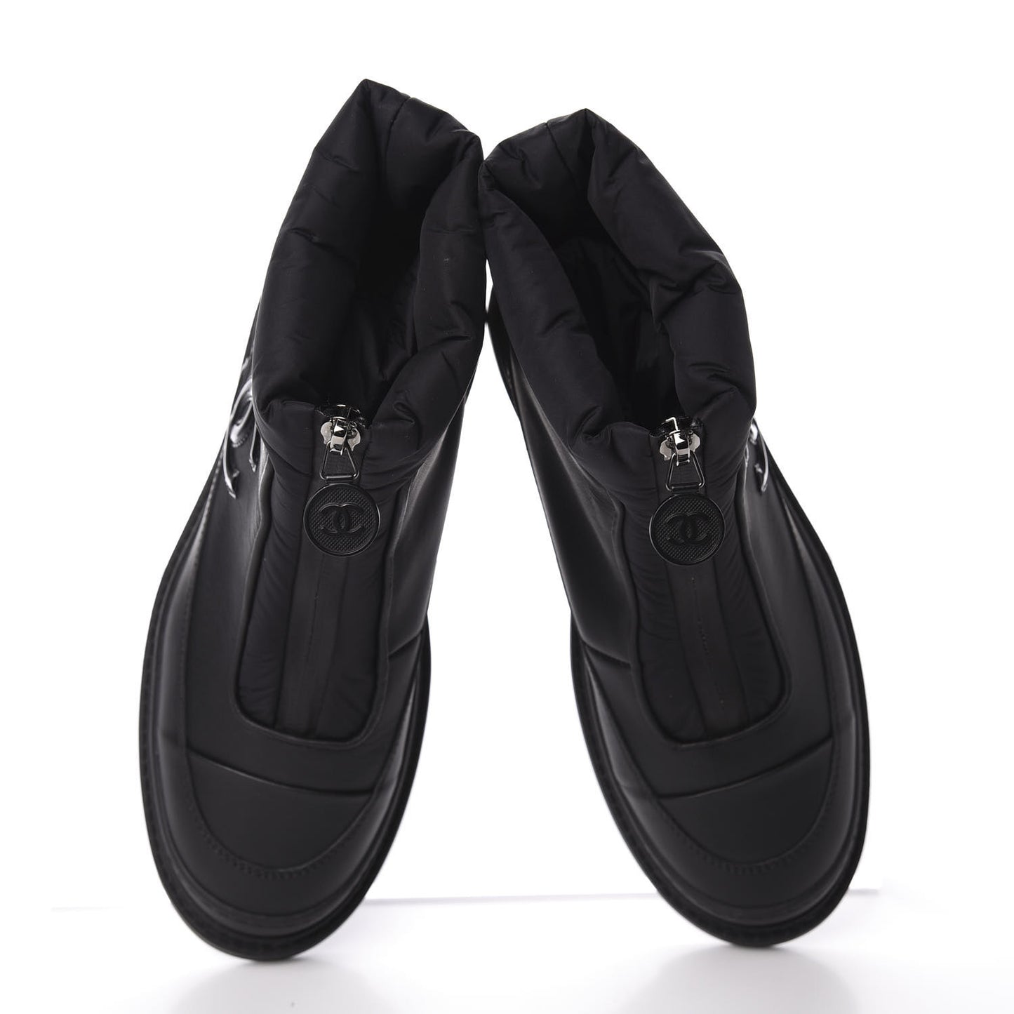 Calfskin Nylon CC Ankle Snow Boots 36 Black