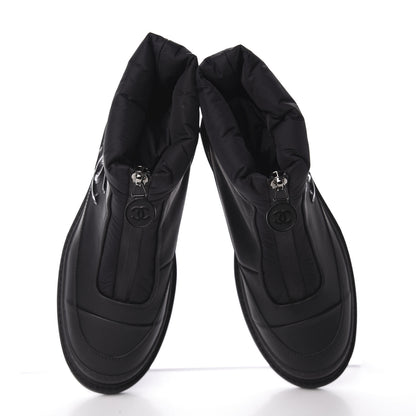 Chanel Calfskin Nylon CC Ankle Snow Boots 36 Black 6 of 10