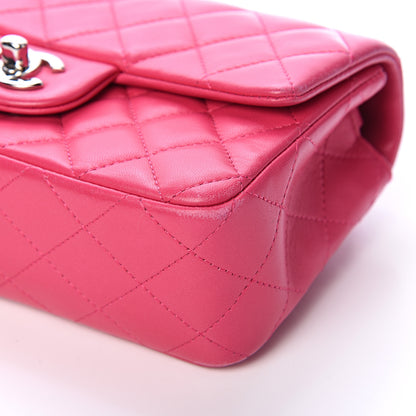 Chanel Lambskin Quilted Mini Rectangular Flap Dark Pink 9 of 17