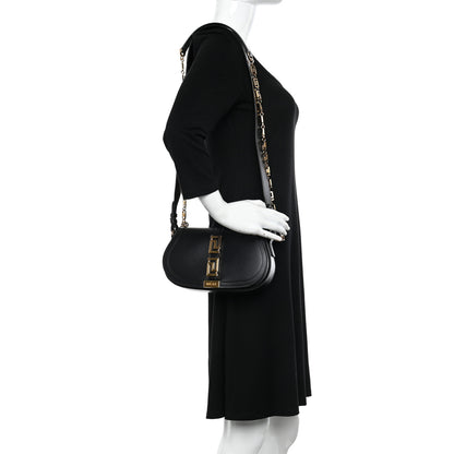 Versace Calfskin Medium Greca Goddess Shoulder Bag Black 2 of 9