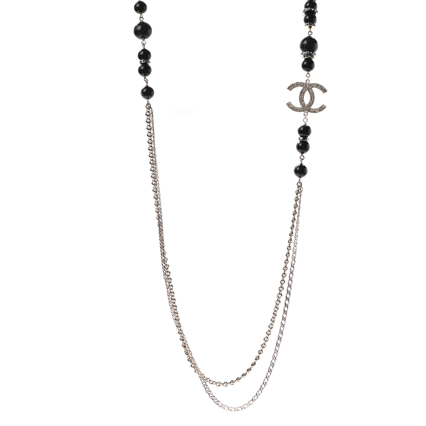 Bead Crystal Multi Strand CC Necklace Gold Black