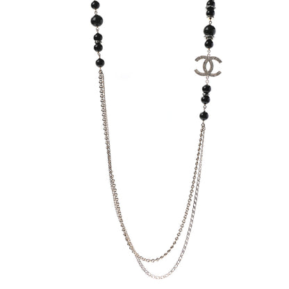 Chanel Bead Crystal Multi Strand CC Necklace Gold Black 1 of 6