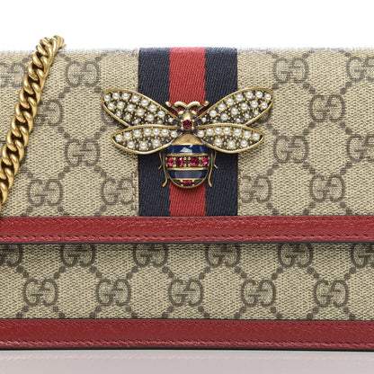 Gucci GG Supreme Monogram Web Queen Margaret Chain Wallet Red 9 of 9