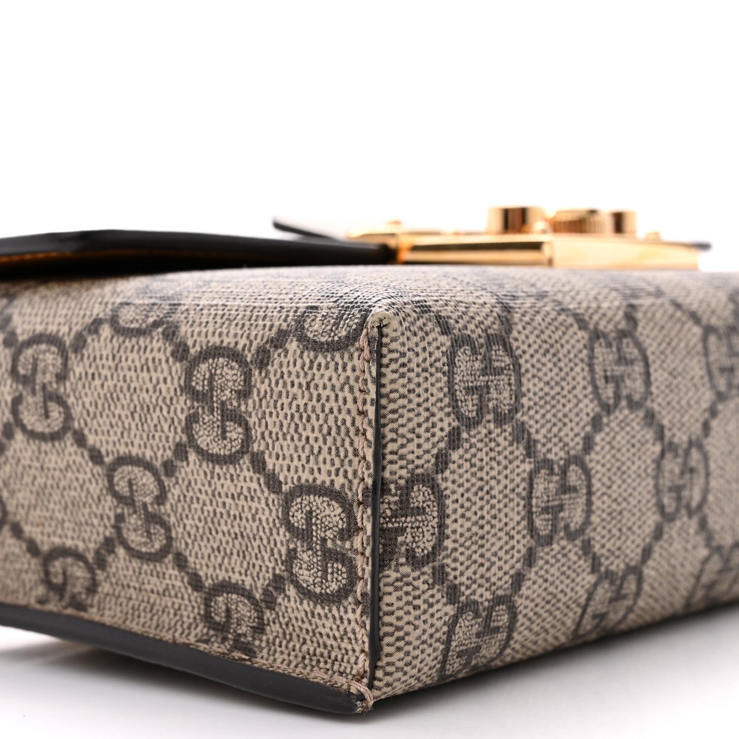 Gucci GG Supreme Monogram New Sakai Calfskin Mini Padlock Top Handle Shoulder Bag Beige Ebony Mystic White Sun Oil 9 of 11