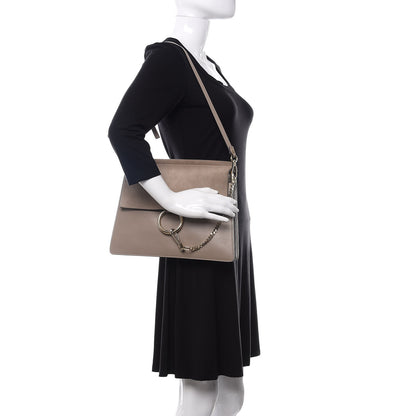 Chloe Calfskin Suede Medium Faye Shoulder Bag Motty Grey 2 of 11
