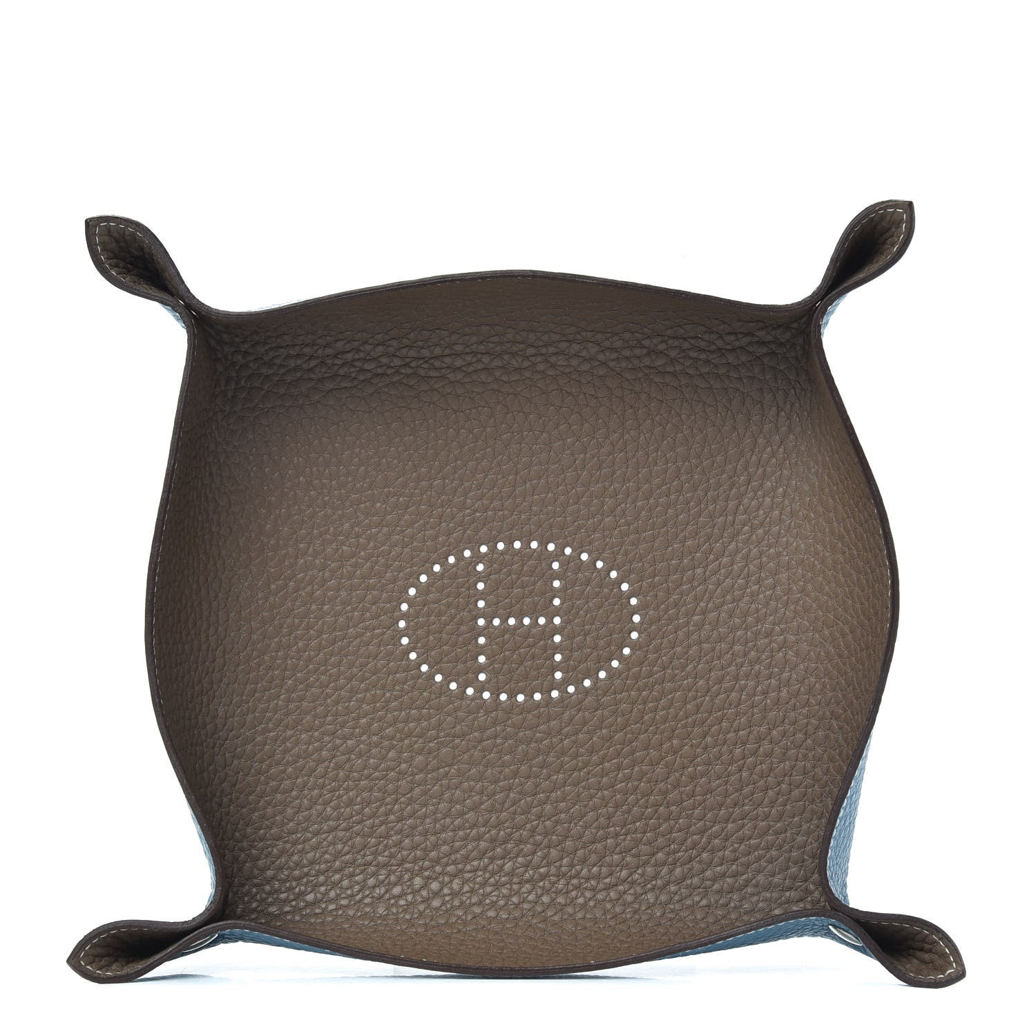 Hermes Taurillon Clemence Mises et Relances H'Dot Change Tray Etoupe Blue Jean 1 of 7