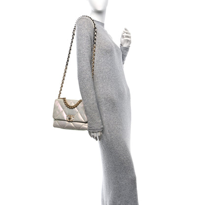 Chanel Iridescent Calfskin Quilted Medium Chanel 19 Flap White 3 of 14