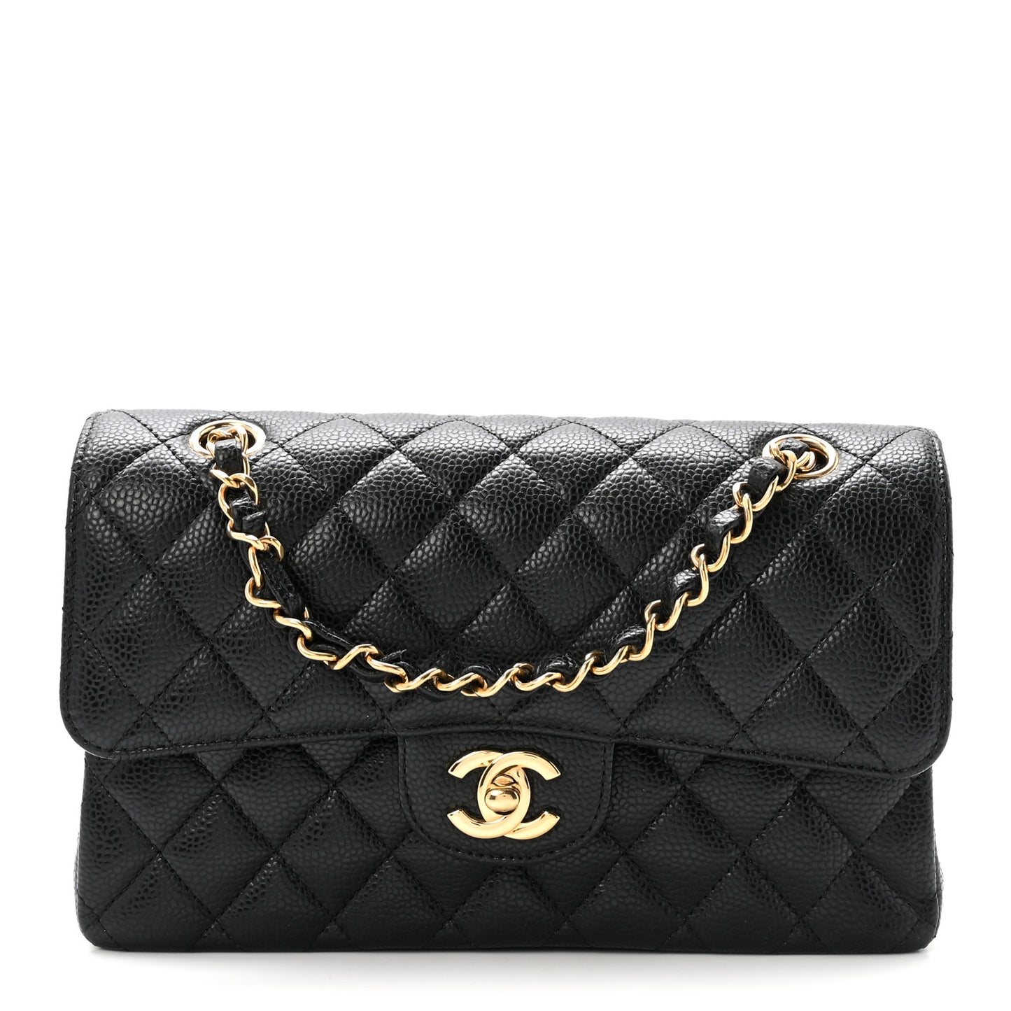 Caviar Quilted Small Double Flap Black