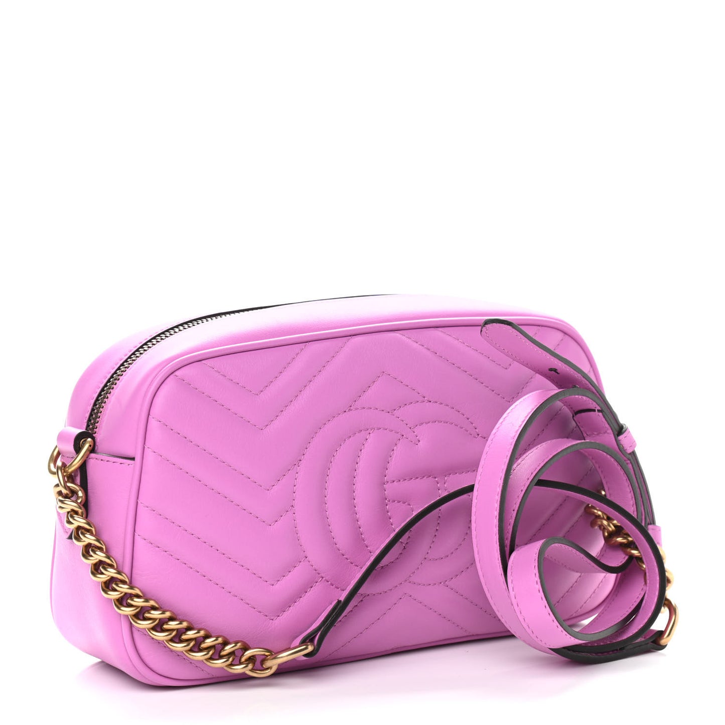 Calfskin Matelasse Small GG Marmont Chain Shoulder Bag Candy Mousse