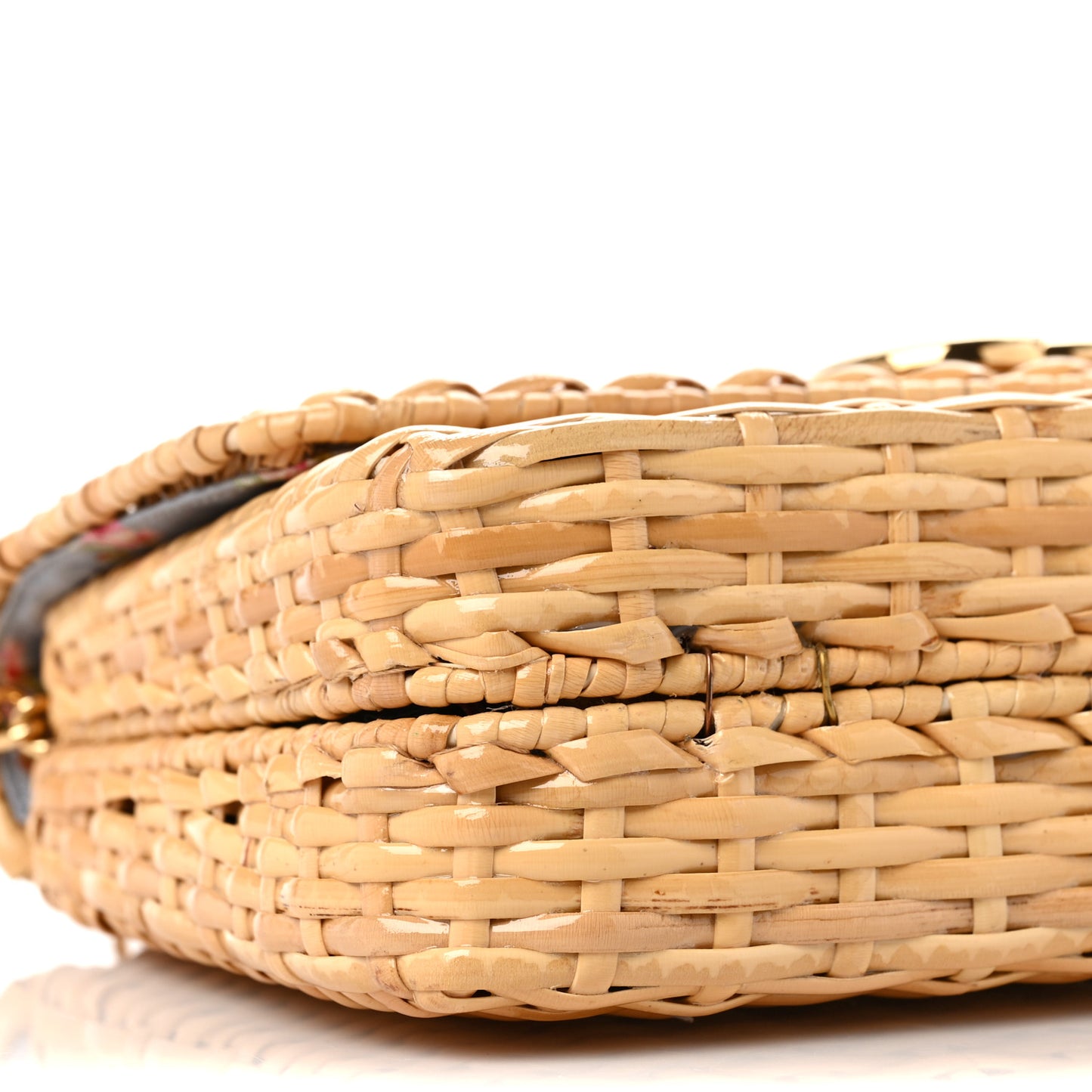 Glazed Wicker Small Cestino Shoulder Bag Natural