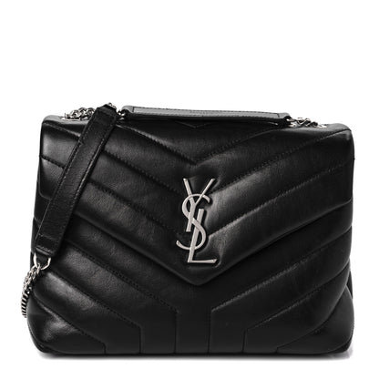 Saint Laurent Calfskin Y Quilted Monogram Small Loulou Chain Satchel Black 1 of 7