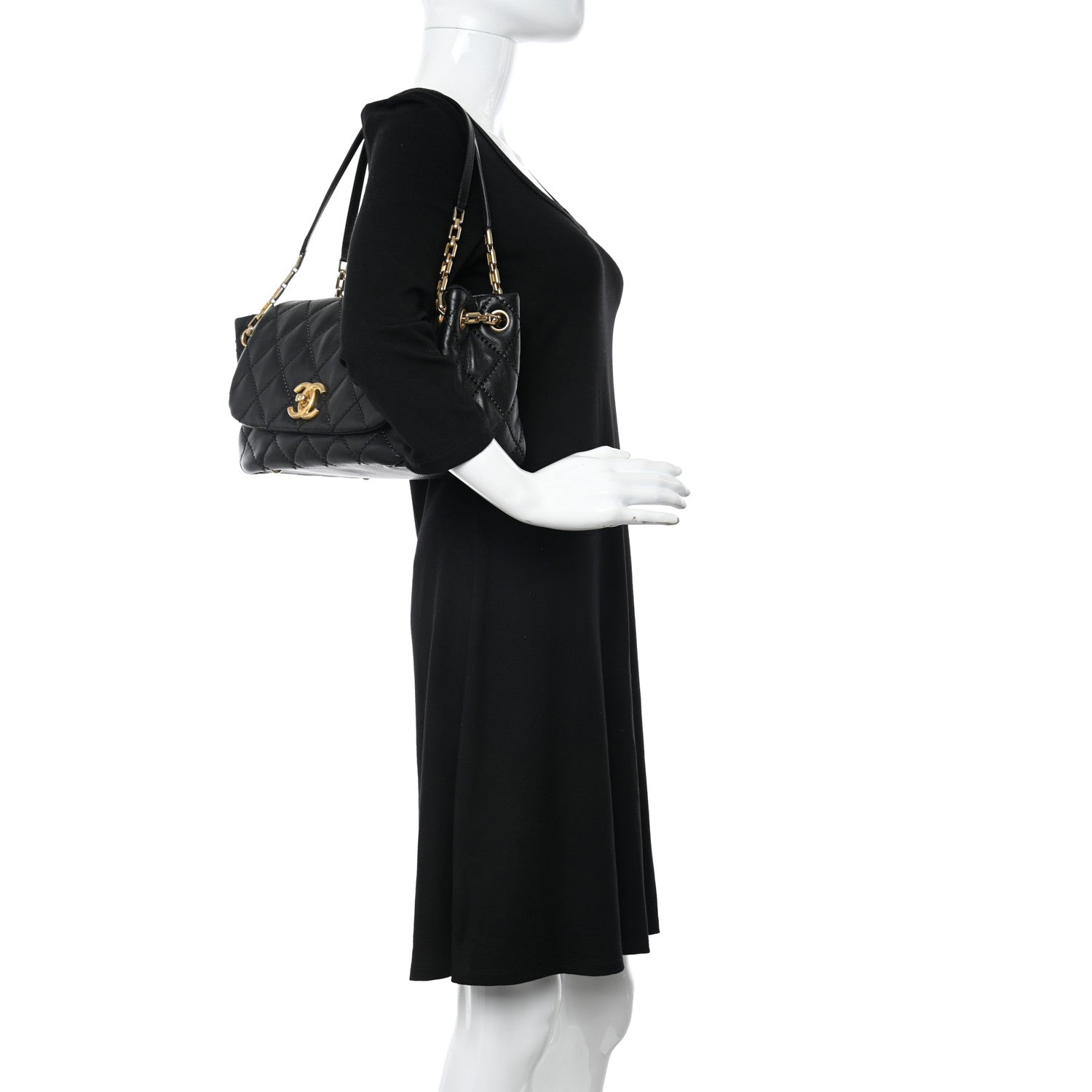Chanel Calfskin Quilted Retro Chain Flap Black 2 of 10
