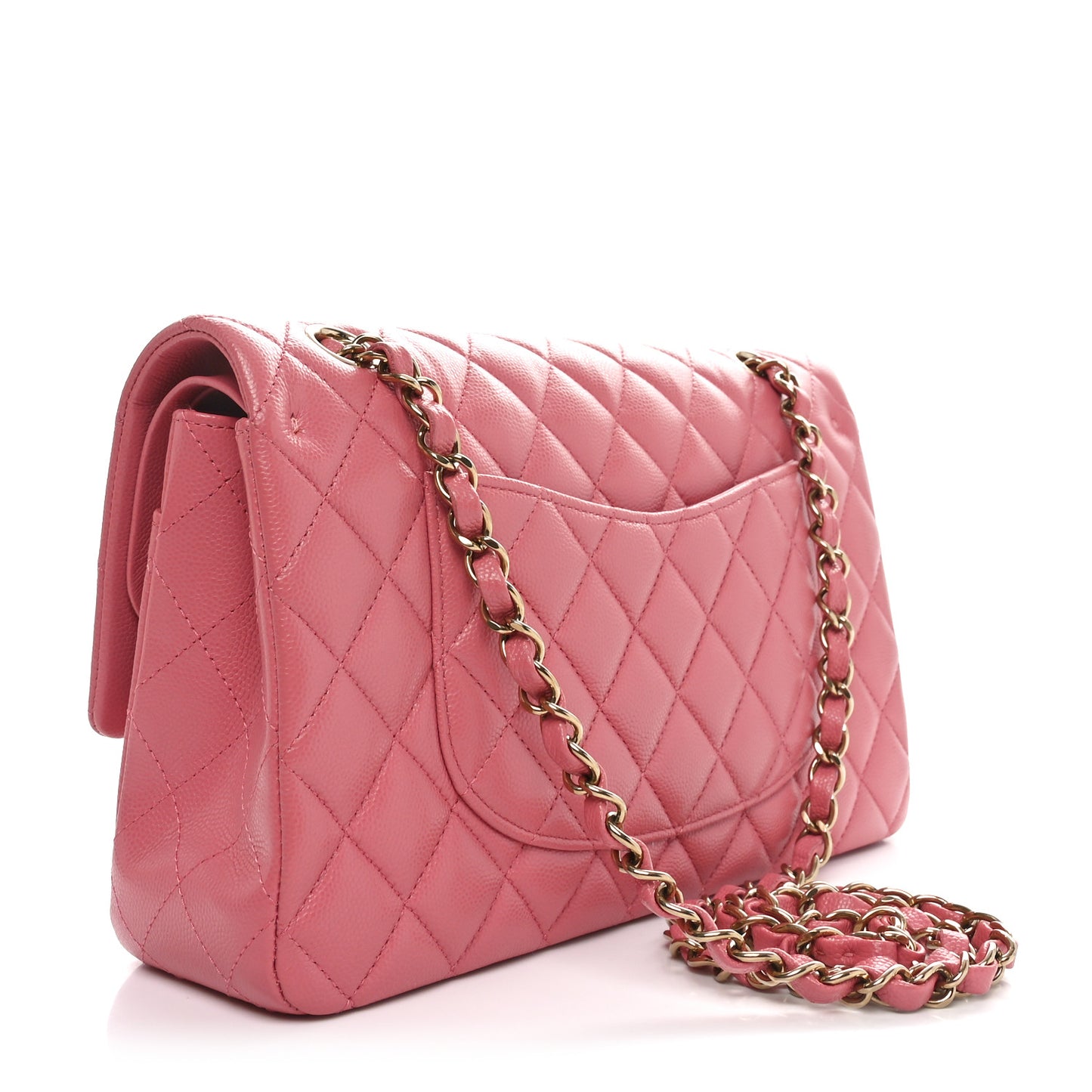 Caviar Quilted Medium Double Flap Pink