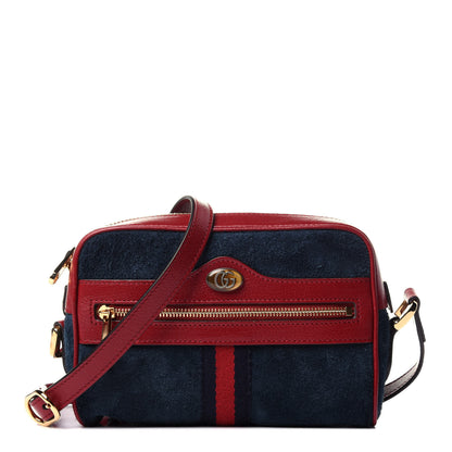 Gucci Suede Calfskin Web Mini Ophidia Shoulder Bag New Blue Romantic Cherry 1 of 12