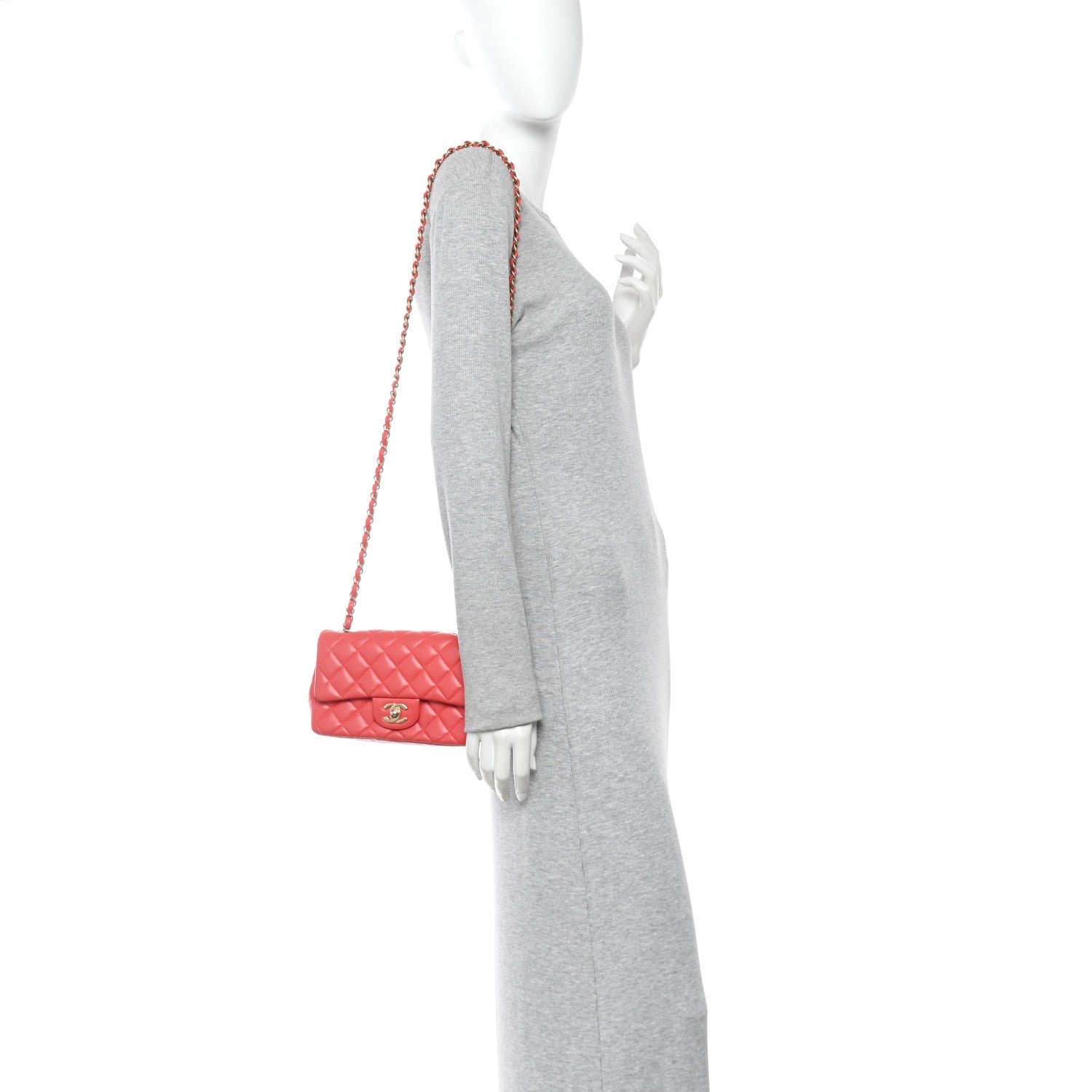 Chanel Lambskin Quilted Mini Rectangular Flap Red 2 of 12