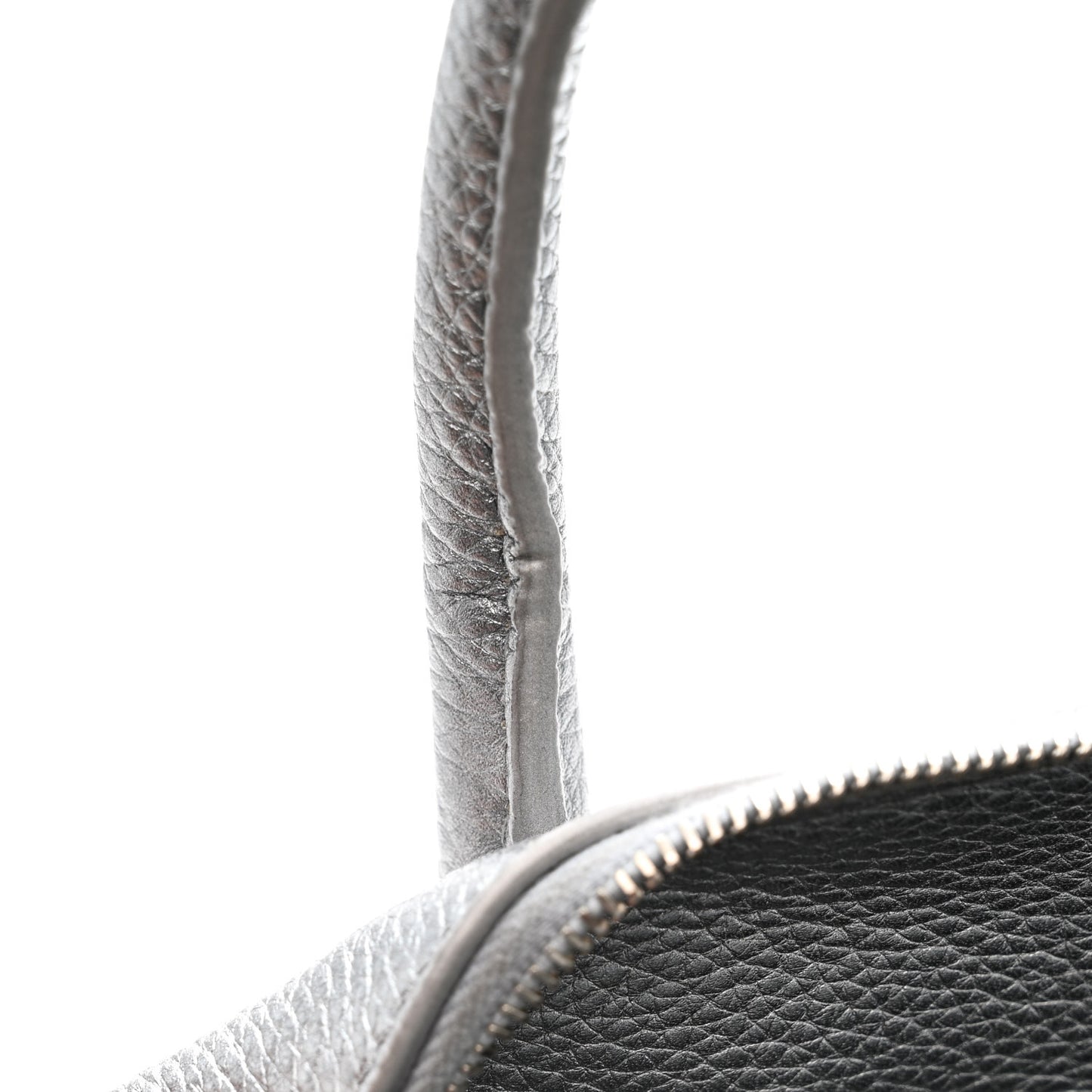 Metallic Calfskin LED Logo Projector Top Handle Bag Silver