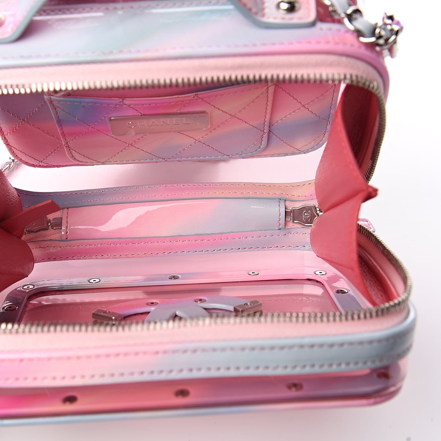Chanel PVC Patent Calfskin Patent Lambskin Small CC Vanity Case Pink 5 of 11
