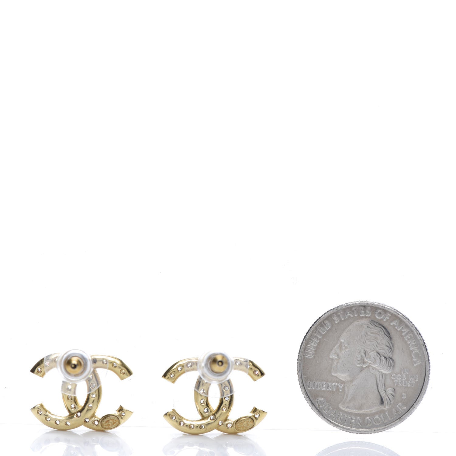 Chanel Crystal CC Earrings Gold 2 of 5