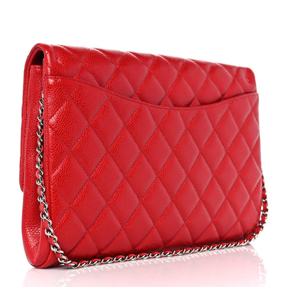 Chanel Caviar Quilted Clutch With Chain Flap Red 3 of 9