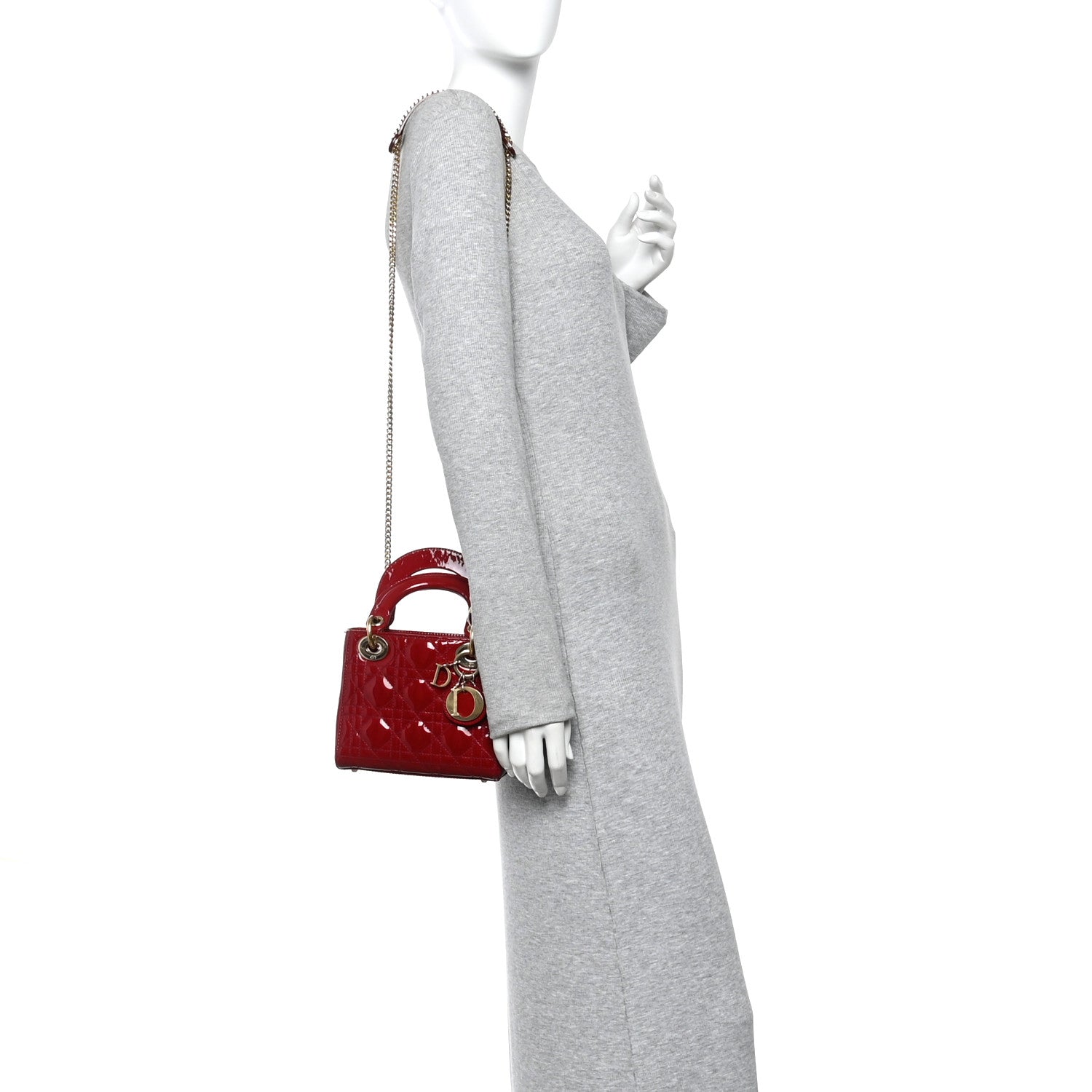 Christian Dior Patent Cannage Mini Lady Dior Red 2 of 10