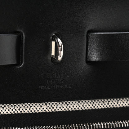 Hermes Vache Hunter Toile Chaine D'Ancre Herbag Zip Retourne 31   PM Ecru Black 6 of 10