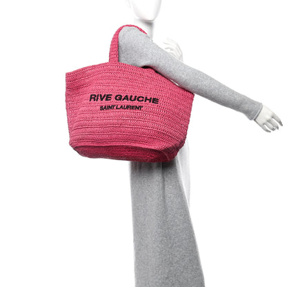Saint Laurent Raffia Rive Gauche Tote Pink 2 of 10