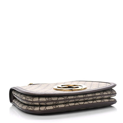Gucci GG Supreme Monogram Textured Dollar Calfskin Web Medium Blondie Shoulder Flap Bag Beige Ebony New Acero 4 of 9