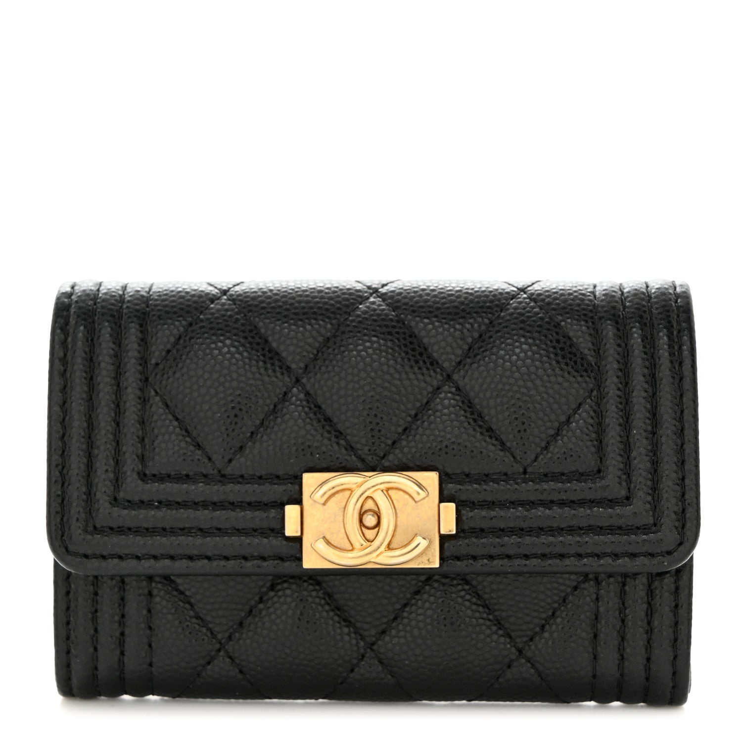 Chanel Caviar Quilted Boy Flap Card Holder Black 1 of 9