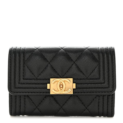 Chanel Caviar Quilted Boy Flap Card Holder Black 1 of 9