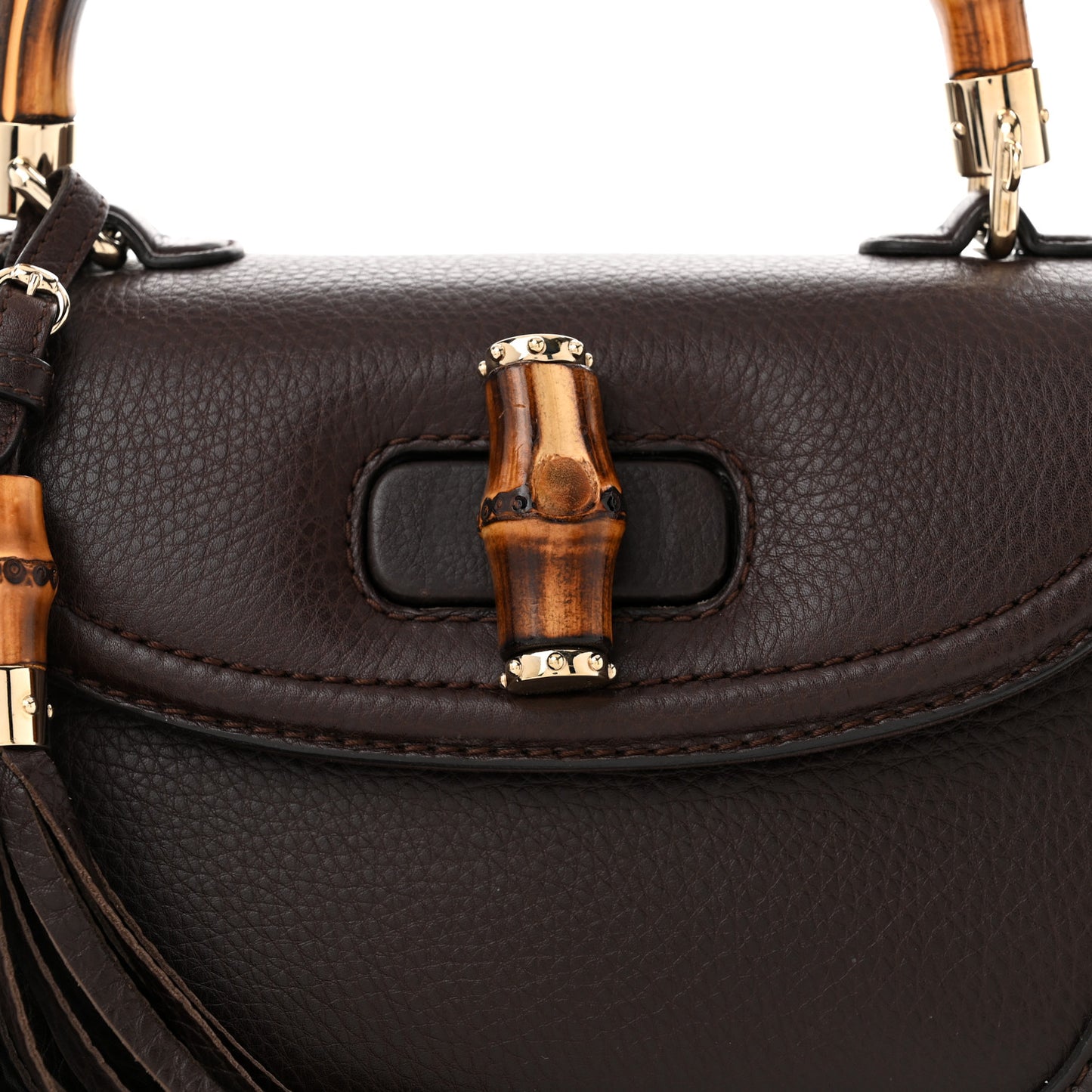 Calfskin Medium New Bamboo Top Handle Bag Brown