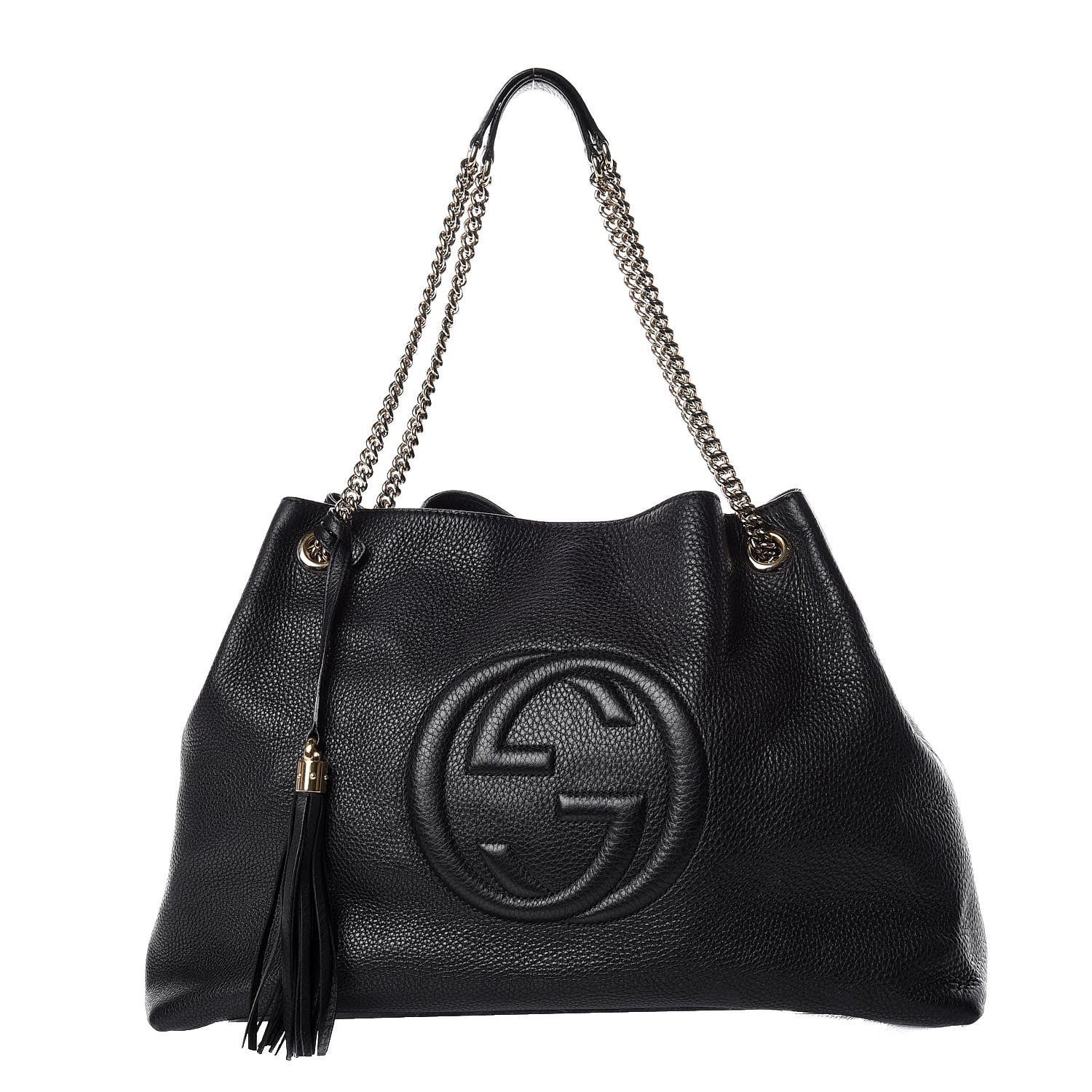 Gucci Pebbled Calfskin Large Soho Chain Shoulder Bag Black 1 of 13