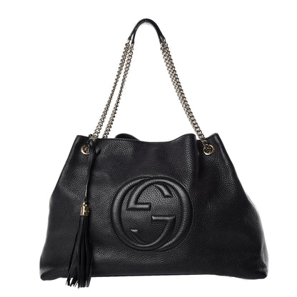 Gucci Pebbled Calfskin Large Soho Chain Shoulder Bag Black 1 of 13