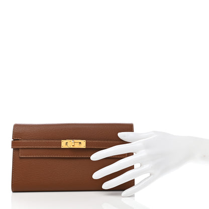 Hermes Chevre Mysore Kelly Longue Wallet Marron D'Inde 2 of 6