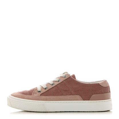 Hermes Fabric Ribbed Suede Goatskin Deep Sneakers 37 Beige Crin 1 of 13