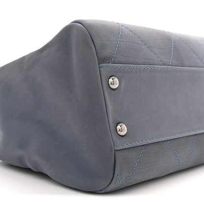 Chanel Washed Calfskin Diamond Stitch Large Hamptons Shopping Tote Blue 9 of 12
