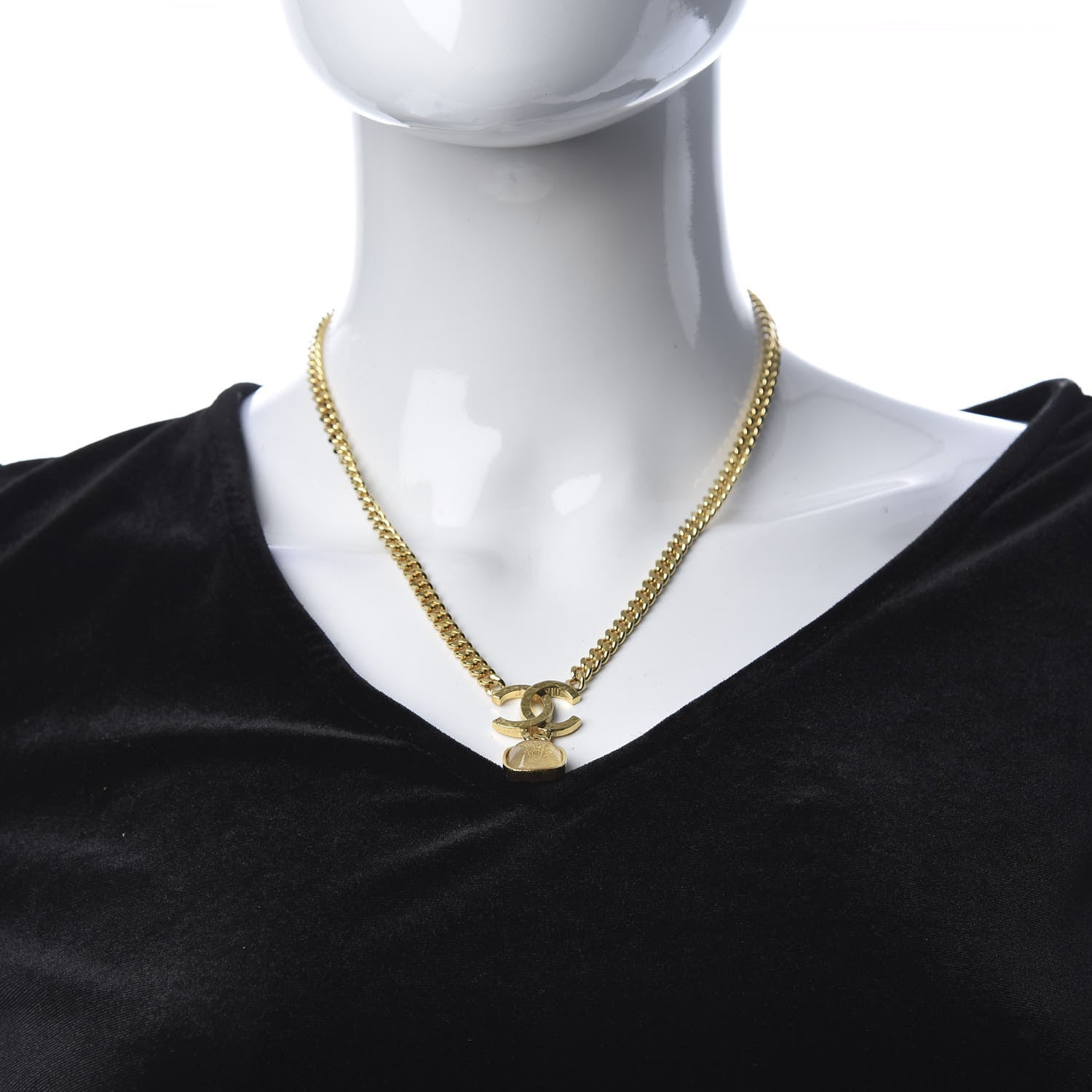 Chanel Metal Natural Stones CC Necklace Gold 2 of 5