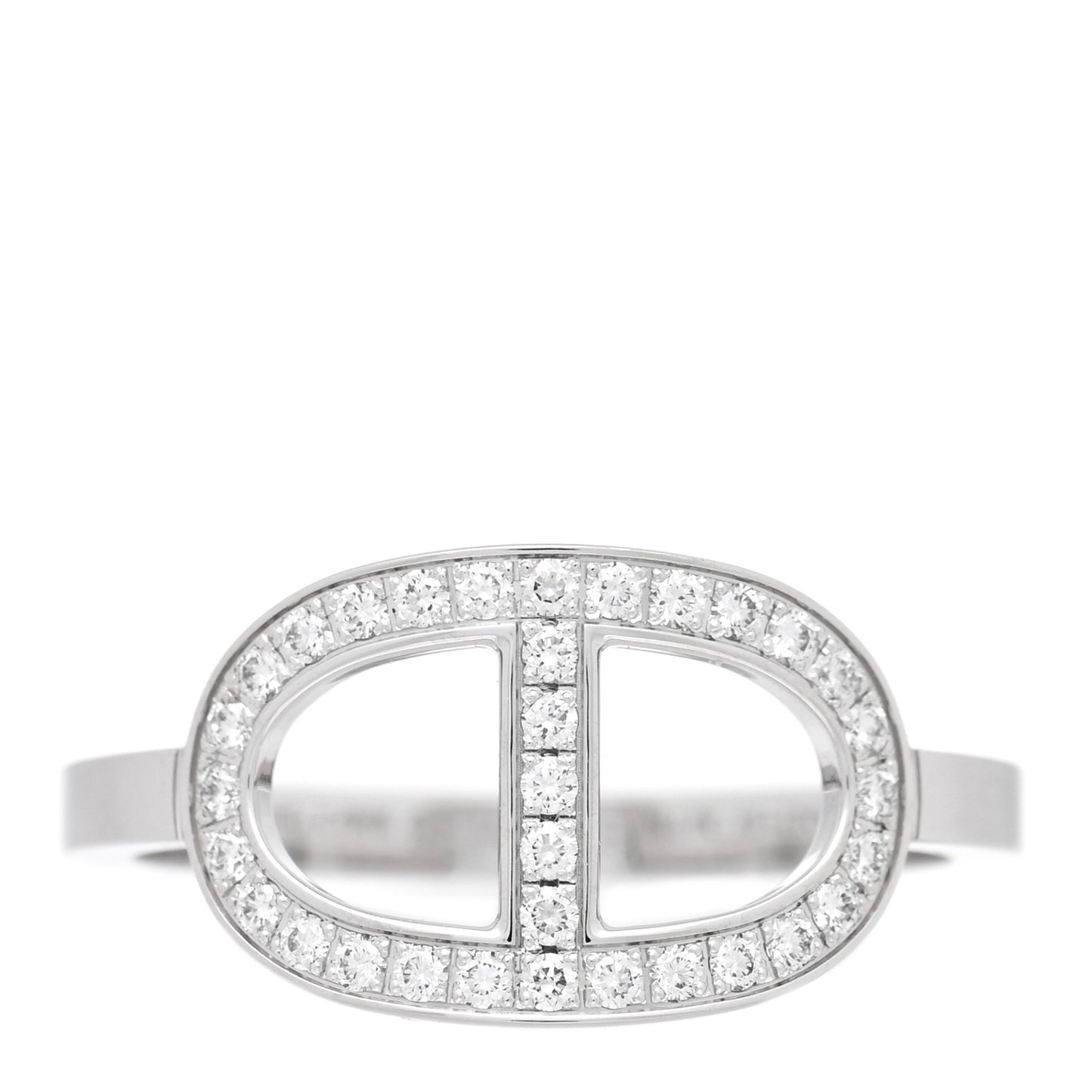18K White Gold Diamond MM Chaine d'Ancre Contour Ring 54 7