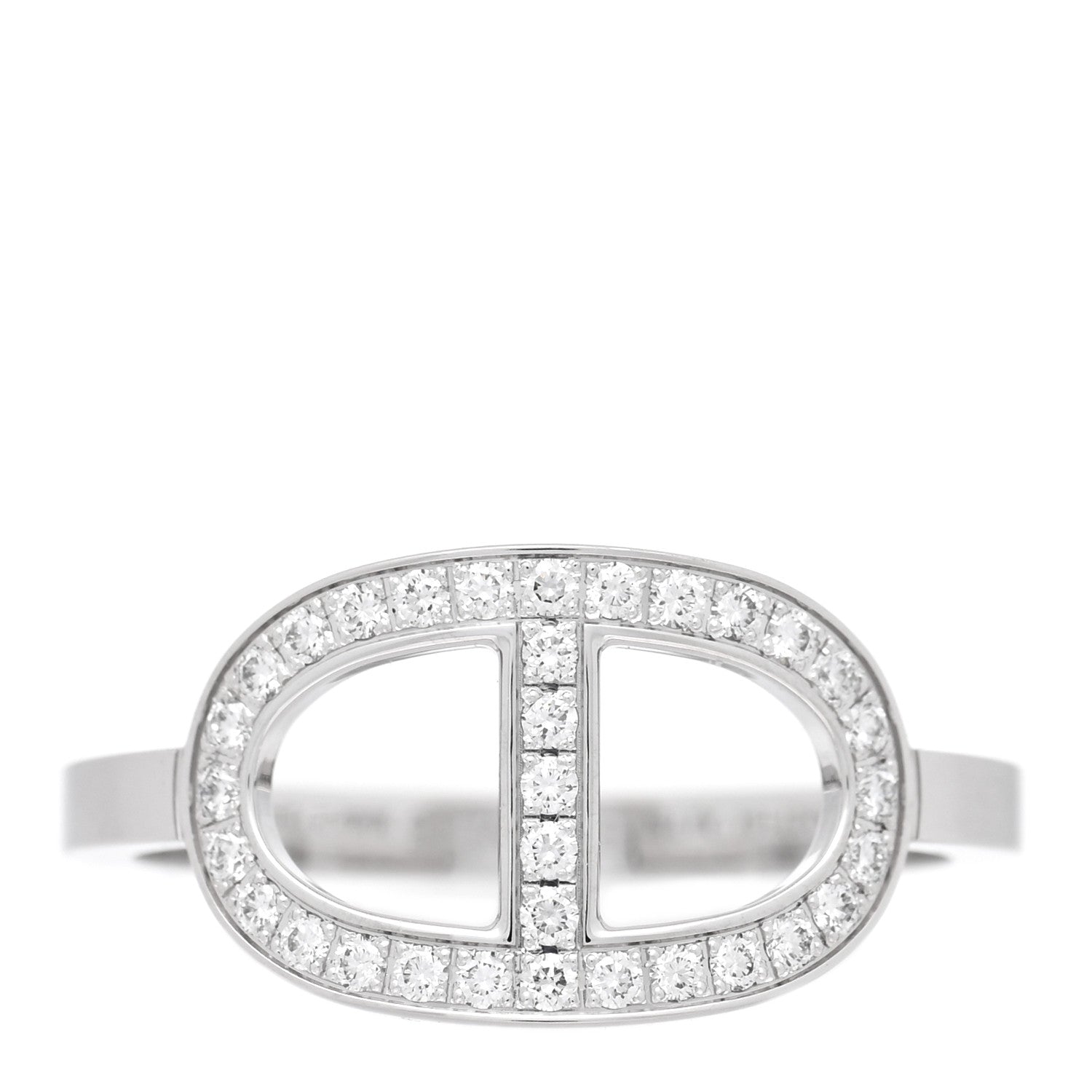 Hermes 18K White Gold Diamond MM Chaine d'Ancre Contour Ring 54 7 1 of 5
