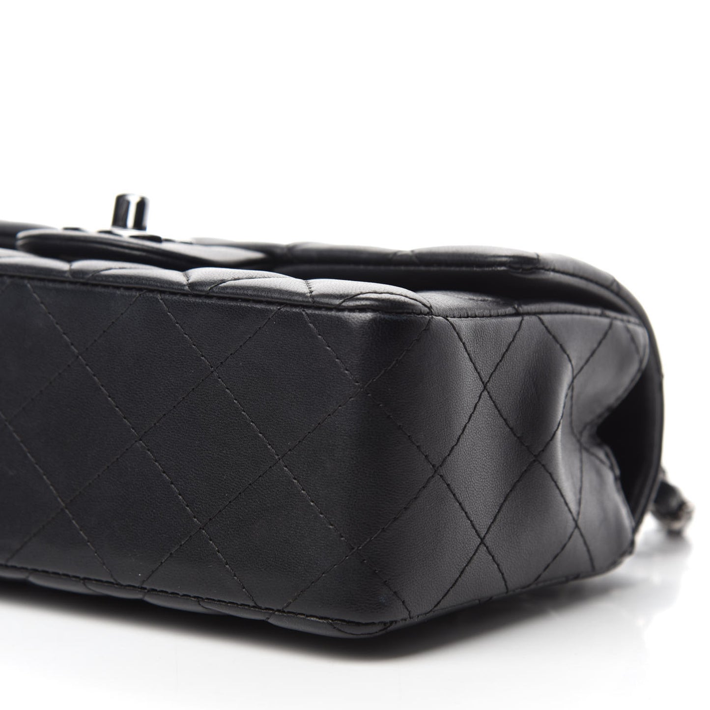 Lambskin Quilted Mini Rectangular Flap Black