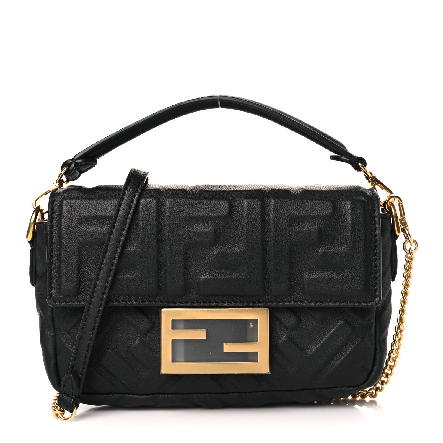 Fendi Nappa FF 1974 Embossed Mini Baguette Black 1 of 10