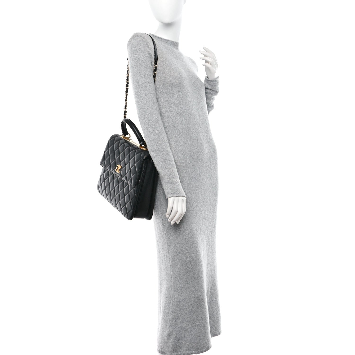 Chanel Lambskin Quilted Large Trendy CC Dual Handle Flap Bag Black 2 of 9