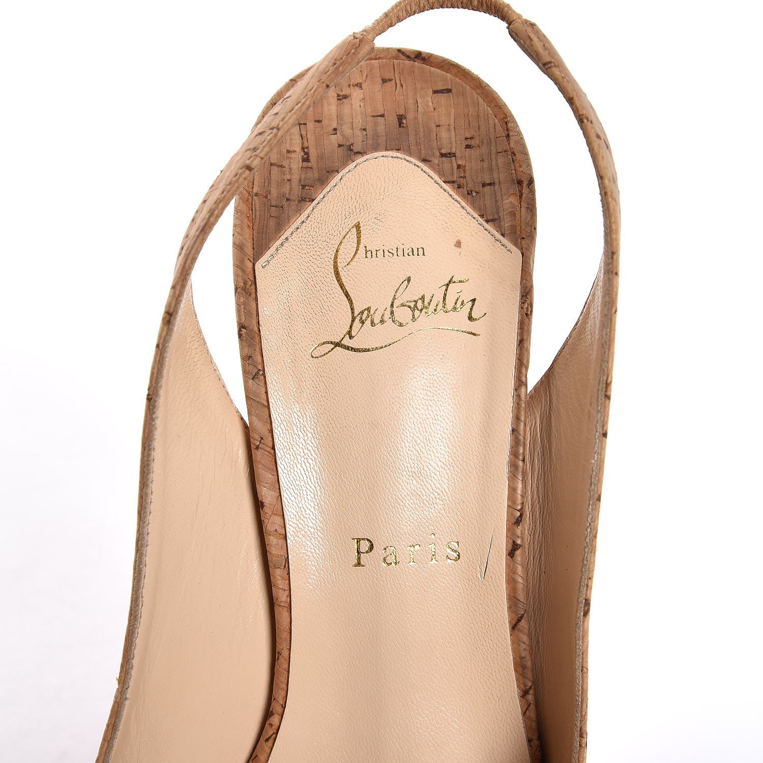 Christian Louboutin Cork Bianca 140 Slingback Pumps 40.5 Natural 9 of 13