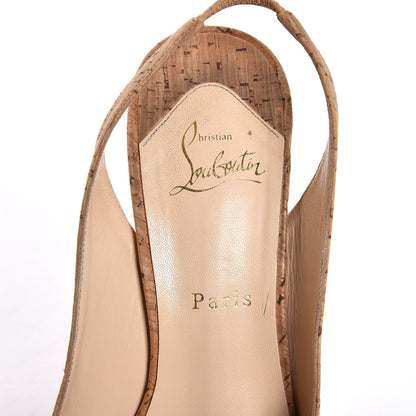 Christian Louboutin Cork Bianca 140 Slingback Pumps 40.5 Natural 9 of 13