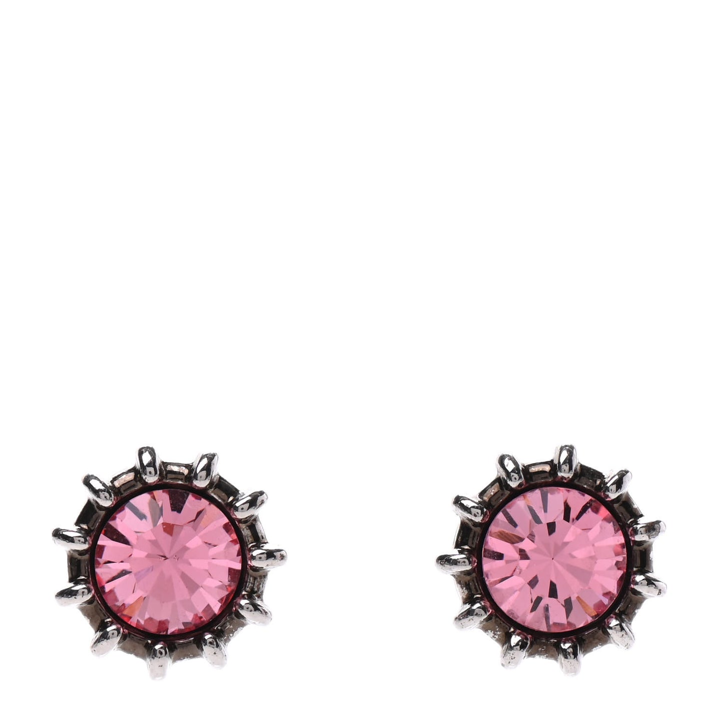 Crystal Stud Earrings Silver Pink